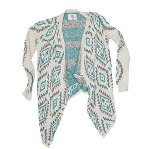 Justice Cream and Teal Patterned Cardigan